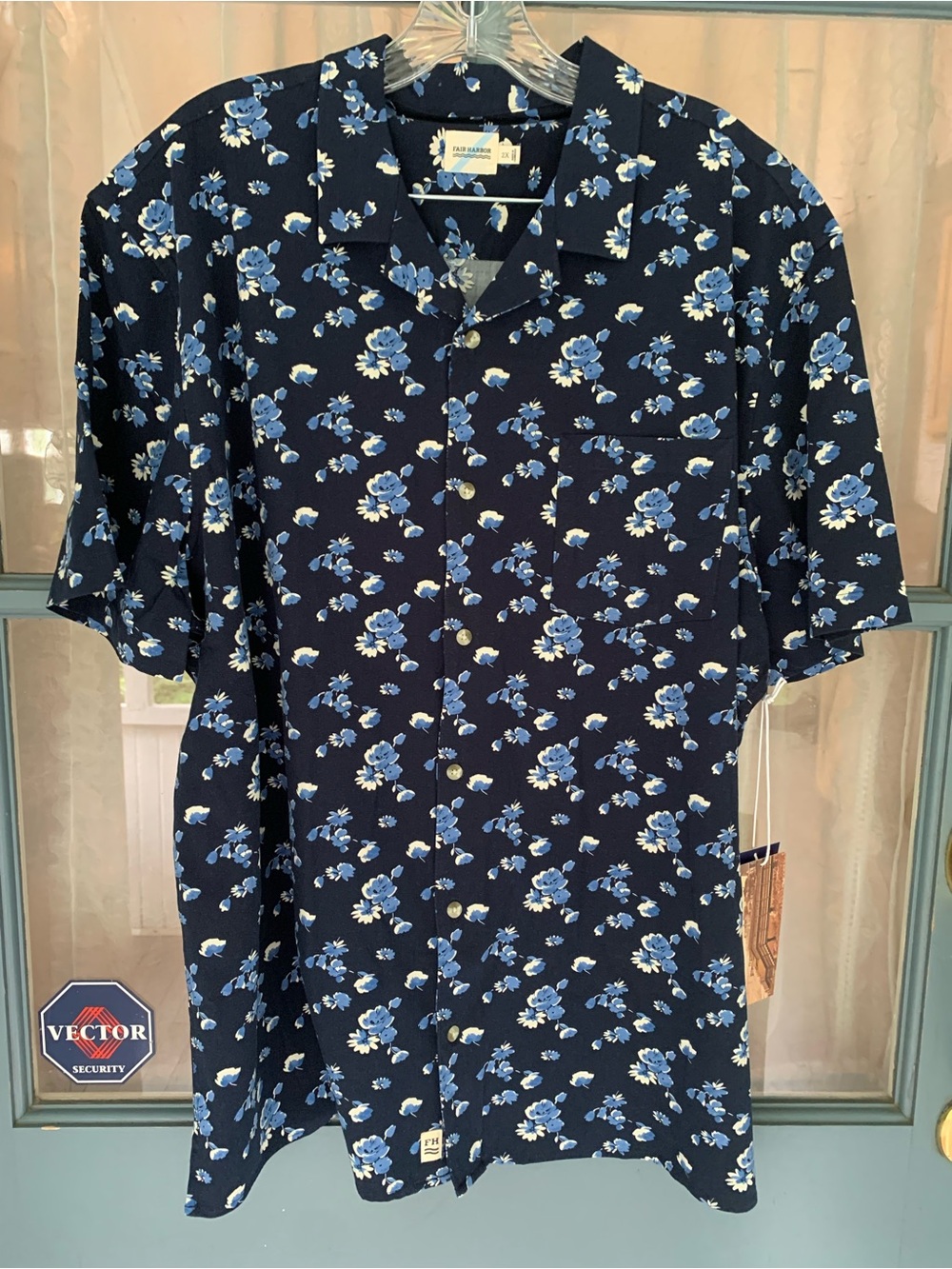 Fair Harbor Navy Floral Shirt with Blue and White Blooms Size 2X